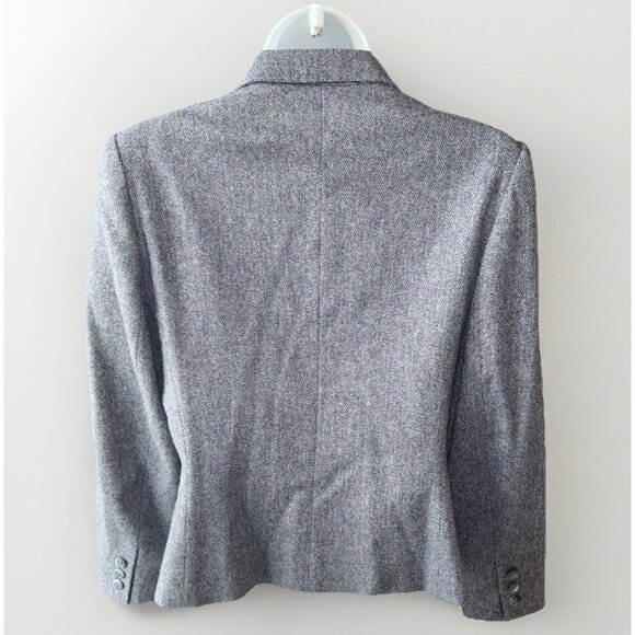Saville Blazer Tweed Herringbone Jacket Womens Size 10 Petite Wool Grey Career - Picture 6 of 11